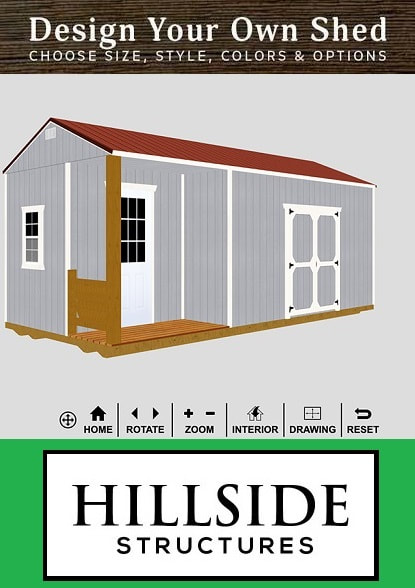 Design your own Shed at Hillside Structure 3-D Builder custom quality design